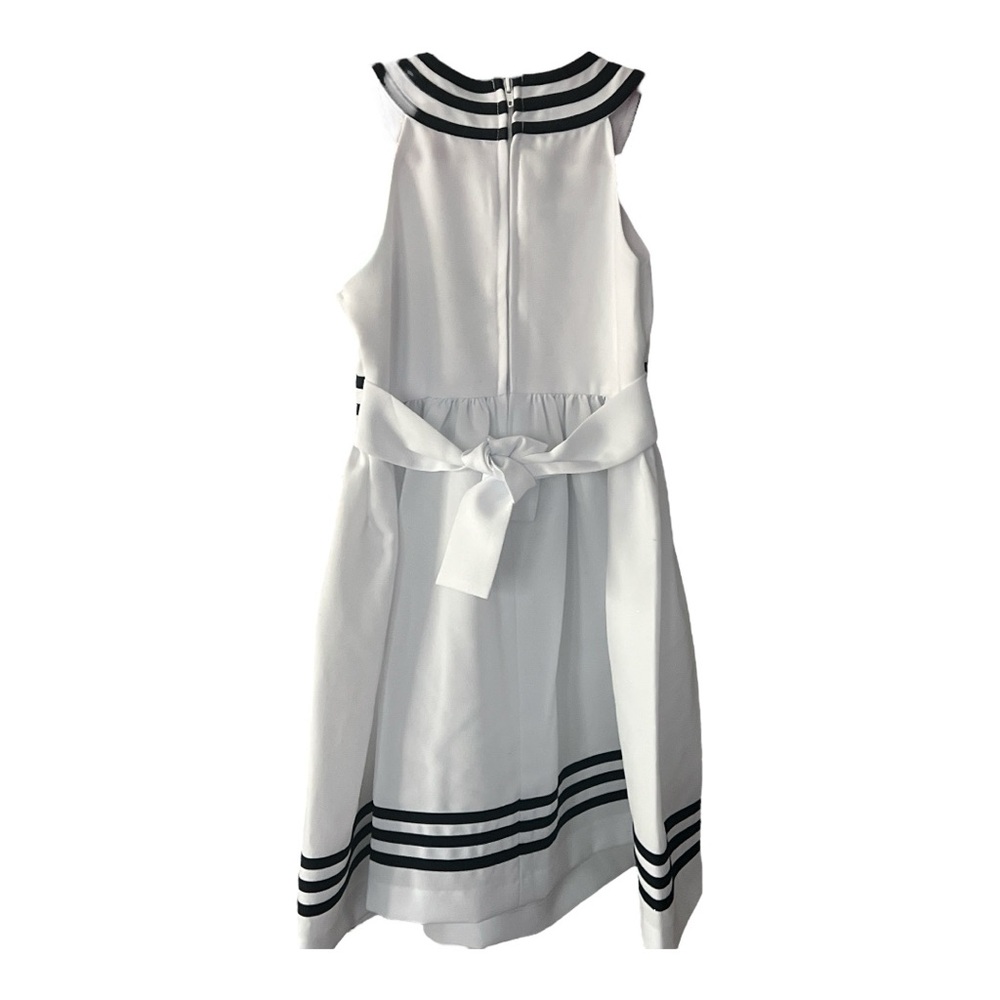 Bonnie Jean White Dress with Blue Bow and Stripes Size 6 - Picture 4 of 7